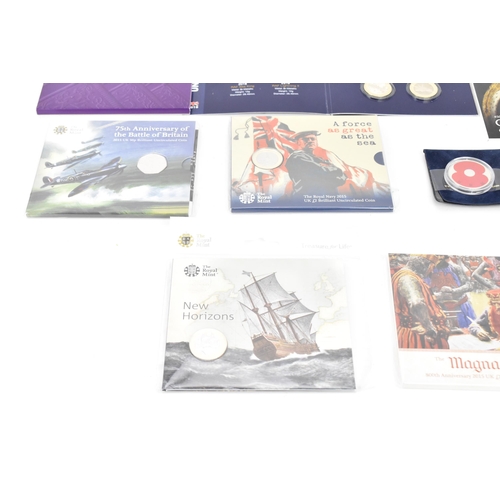 106 - Royal Mint - 'Treasure for Life' packs to include 'The Last Pound', 'New Horizons' £2, Voyage of Dis... 