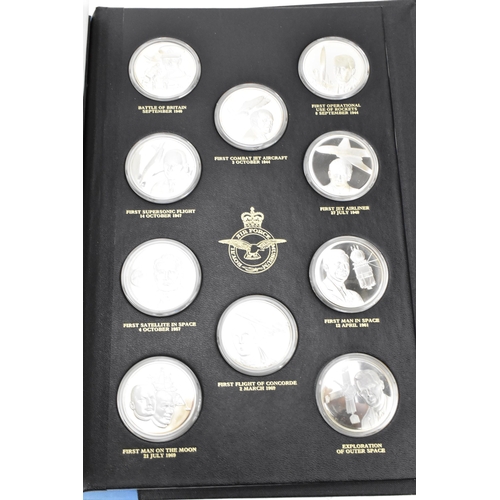 110 - History of man in Flight - A set of 50 silver medals by Pinches for the Royal Air Force Museum, hous... 