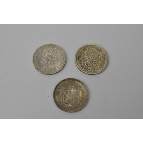 37 - United Kingdom - Silver Shillings to include George III 1816, George IV 1825 and Victoria 1887 examp... 
