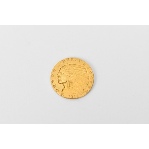 64 - United States of America - ' Indian Head' gold half Eagle Five / 5 Dollars, dated 1911, San Francisc... 