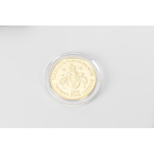 65 - 1995 VE Day 50th anniversary 14 carat Gold Commemorative coin issued by Turks and Caicos Island, Hou... 