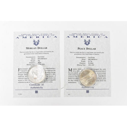 70 - United States of America - 'Morgan' silver Dollar, dated 1887, along with a 1922 'Peace' Dollar toge... 