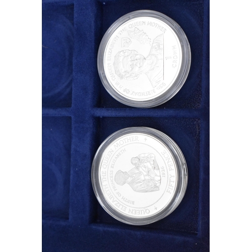 73 - Silver Commemorative coins for H.M. Queen Elizabeth the Queen Mother, comprising of 1994 Barbados ' ... 