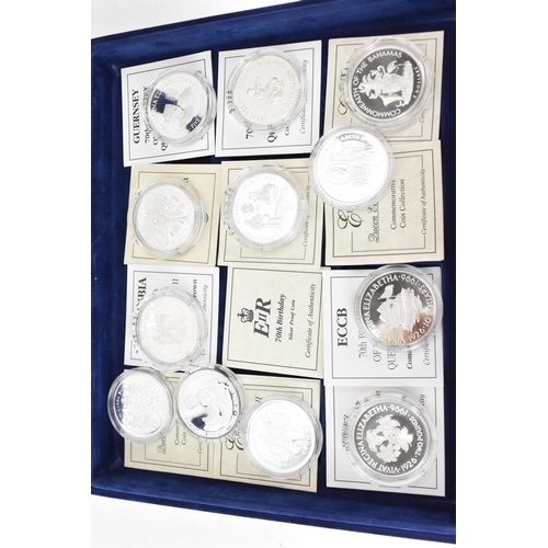 74 - A collection of 22 Elizabeth II silver proof coins, to include 70th Birthday examples, 1997 Chinese ... 