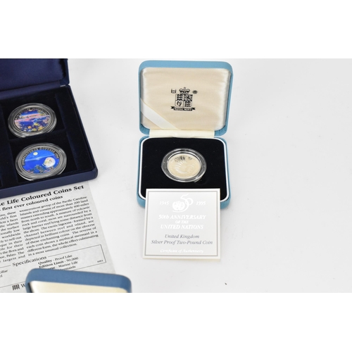 77 - proof coins to include 1996 UK silver Proof £2 ' 50th Anniversary of the United Nations' 1996 silver... 