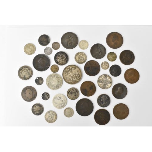 90 - A collection of 19th century and early 20th century mixed coins and tokens to include Victoria 1891 ... 