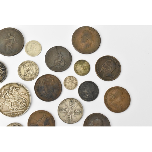 90 - A collection of 19th century and early 20th century mixed coins and tokens to include Victoria 1891 ... 