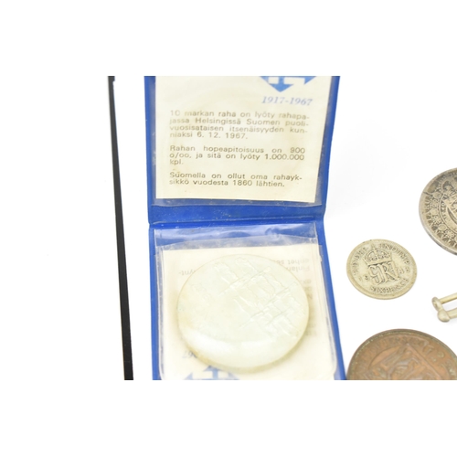 93 - A mixed collection of Victorian Silver and other coinage to include an 1882 'Morgan' Dollar, One Yen... 