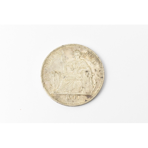 94 - French Indochina - Third Republic (1870 -1940) One / 1 Piastre, dated 1900, A mm Marianne seated lef... 