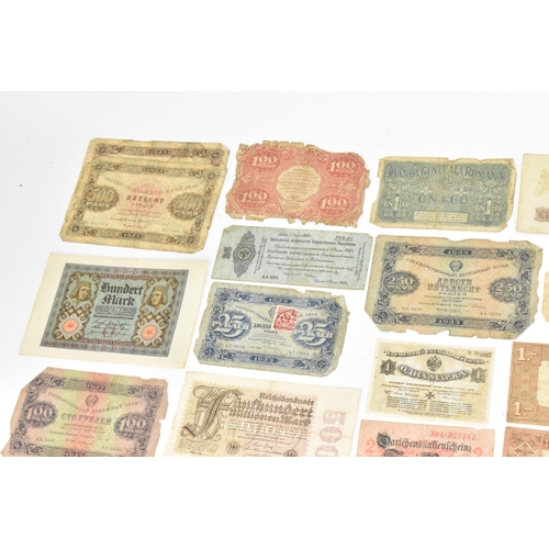 97 - A mixed collection of early 20th century and later world banknotes, to include Germany 1914, Notgeld... 