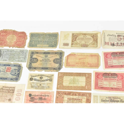 97 - A mixed collection of early 20th century and later world banknotes, to include Germany 1914, Notgeld... 