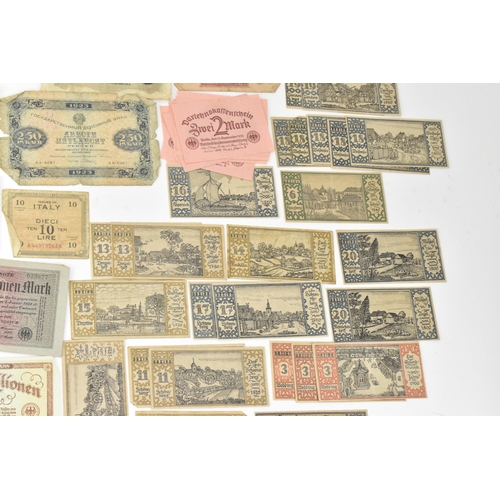 97 - A mixed collection of early 20th century and later world banknotes, to include Germany 1914, Notgeld... 