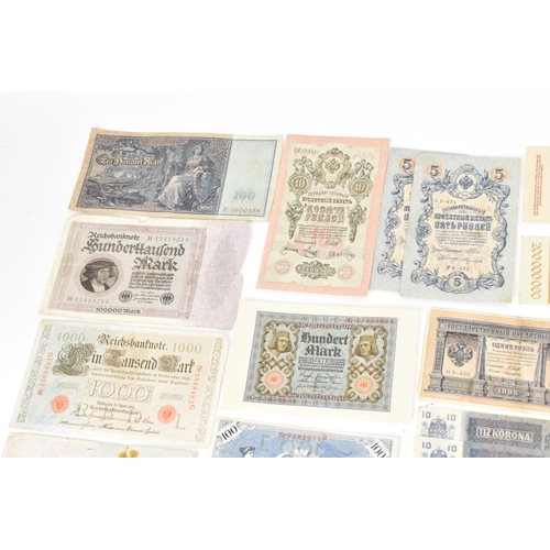 97 - A mixed collection of early 20th century and later world banknotes, to include Germany 1914, Notgeld... 