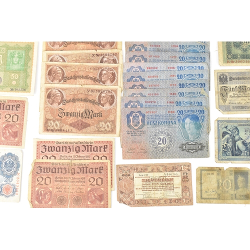 97 - A mixed collection of early 20th century and later world banknotes, to include Germany 1914, Notgeld... 