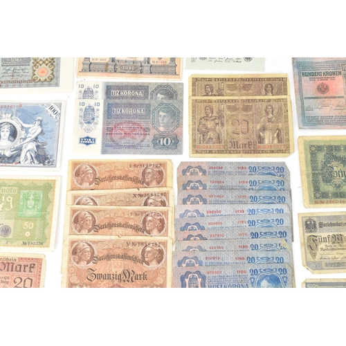 97 - A mixed collection of early 20th century and later world banknotes, to include Germany 1914, Notgeld... 