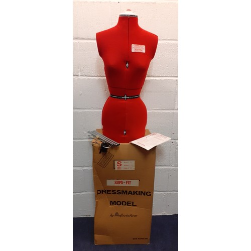 163 - A 1960's Supa-Fit dressmakers mannequin in red together with original box and attachments. Location:... 