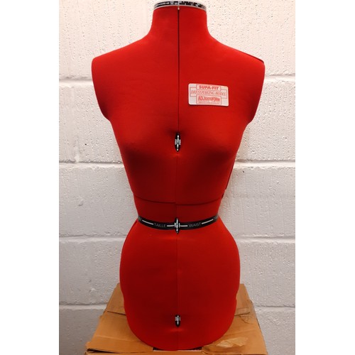 163 - A 1960's Supa-Fit dressmakers mannequin in red together with original box and attachments. Location:... 