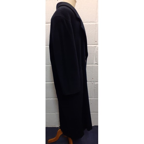 167 - A Marella ladies navy cashmere and virgin wool mix full length coat having 4 bone effect buttons to ... 