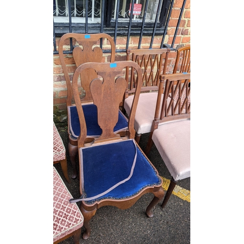 326 - Mixed chairs to include a pair of Queen Ann style oak chairs together with a two tier occasional tab... 