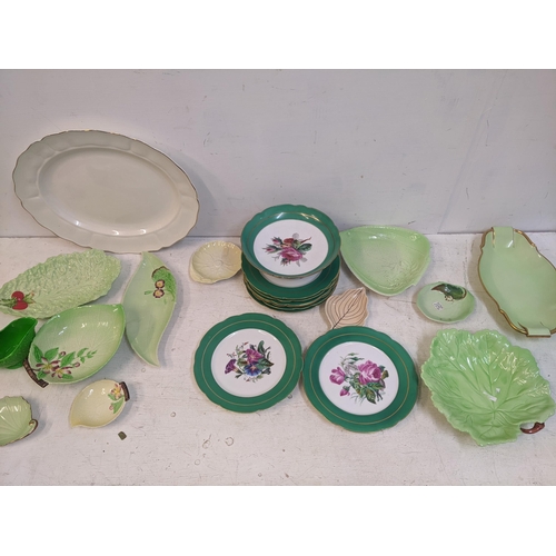 422 - Ceramics to include Carltonware leaf dishes, a 19th century painted dessert service, and a Marlborou... 