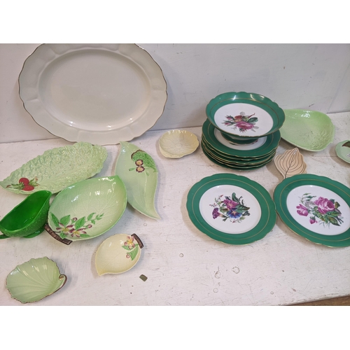 422 - Ceramics to include Carltonware leaf dishes, a 19th century painted dessert service, and a Marlborou... 