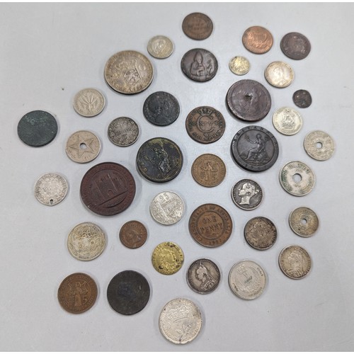 429 - A mixed group of coins of interest to include 1933 Palestine 10 mils, 1887 Victoria Jubilee Year Shi... 