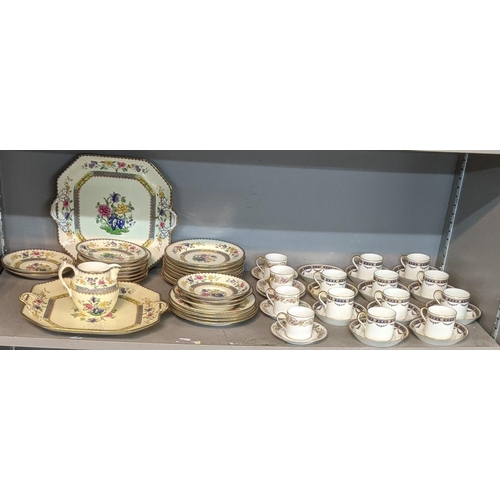 496 - Mixed china to include Cauldon coffee cans and saucers having blue and gilt detail, along with Copel... 