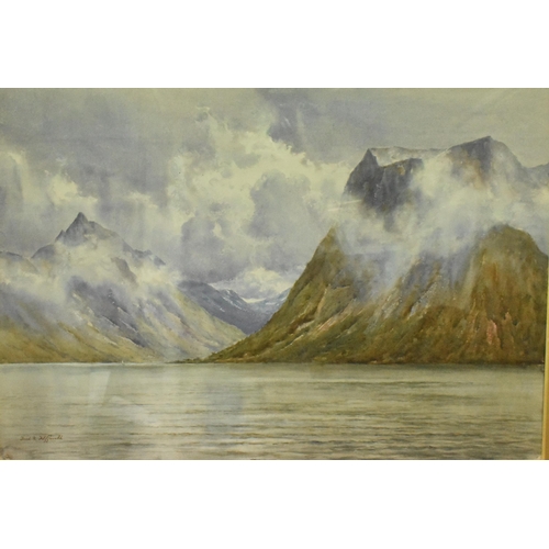 499 - Frederick Richard Fitzgerald (1869-1944) British 
'Cloud Swept Heights', Norangs Fiord, Norway, sign... 