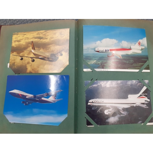 506 - A late 20th century postcard collection of commercial aircraft to include Lufthansa Airbus, Delta Tr... 