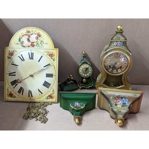 454 - Three clocks to include a Neuchateloise wall clock with matching wall bracket Location:LWM