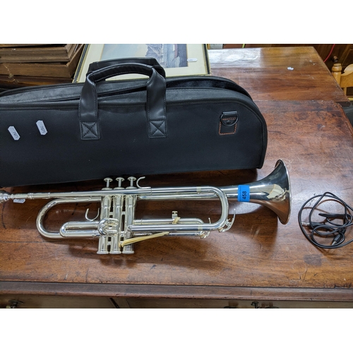 458 - A Yamaha silver tone trumpet with mouthpiece, case and accessories Location:G