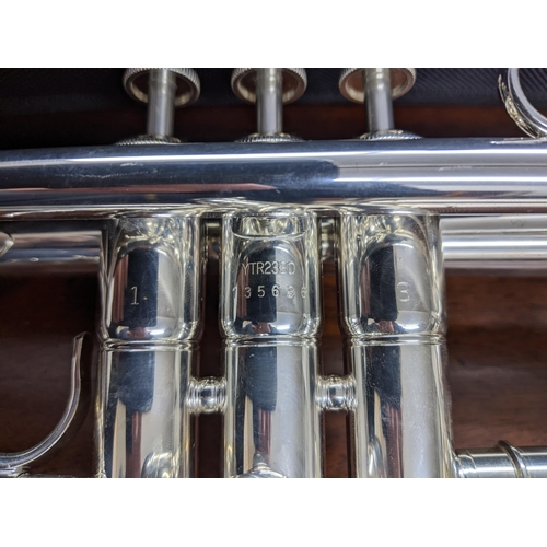 458 - A Yamaha silver tone trumpet with mouthpiece, case and accessories Location:G