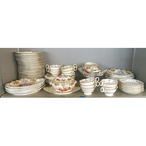 480 - Regency Coalport dinner service to include dinner plates, side plates, tureens and other items decor... 