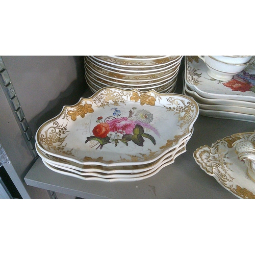 480 - Regency Coalport dinner service to include dinner plates, side plates, tureens and other items decor... 