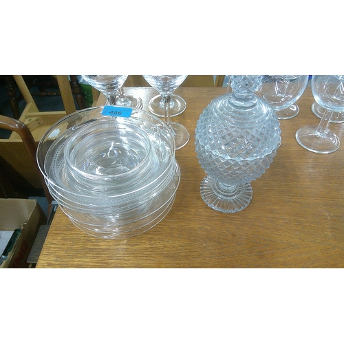 486 - Crystal to include a set of four Dartington crystal wine glasses and Nachtmann crystal tumbler and o... 