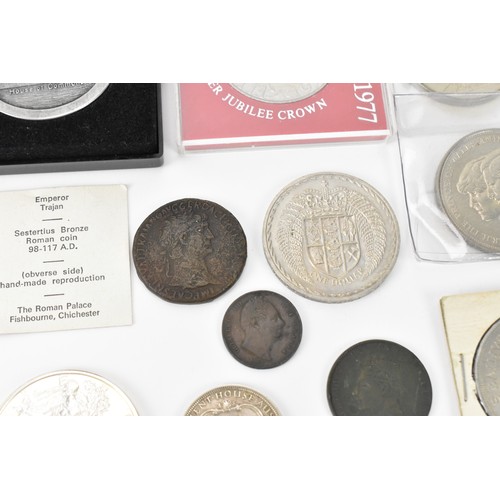 62 - Coins of Interest - A mixed collection to include a 1997 1oz fine silver USA Dollar, 1927 Parliament... 