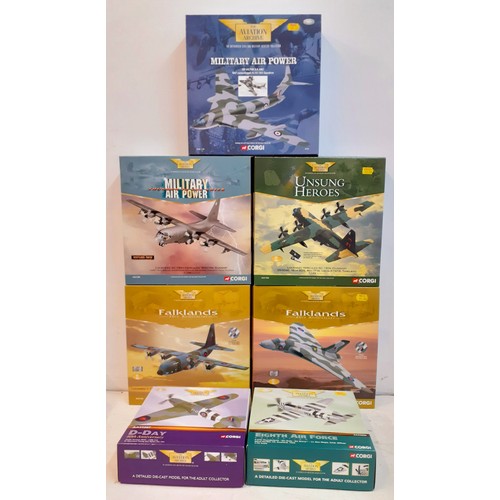 73 - Corgi-Aviation Archive, 7 sets of diecast models, 1:144 scale to include AA models 31306, 31304, 313... 