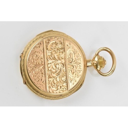 105 - A late 19th/early 20th century Swiss 18ct gold full hunter minute repeater pocket watch, the case he... 