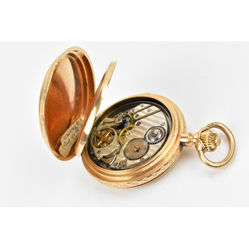 105 - A late 19th/early 20th century Swiss 18ct gold full hunter minute repeater pocket watch, the case he... 