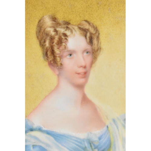 160 - Thomas Marshall (1788-1874) British 
a miniature portrait on ivory of Mrs Francis Harries, signed lo... 