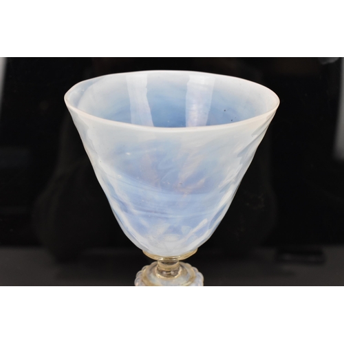 200 - An Italian opalescent glass goblet, possibly Salviati in the  'facon de Venise' taste, with lion mas... 