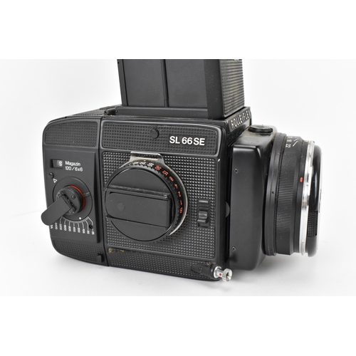 221 - A Rolleiflex SL 66 SE film SLR camera, with Planar 1:2,8 f=80mm lens, Nr 8108469, in black with buil... 