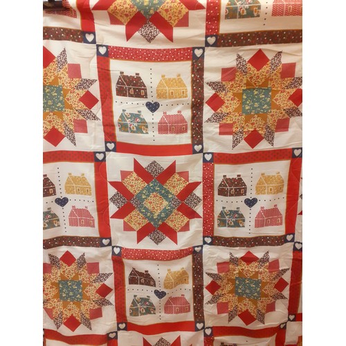 95 - A quantity of late 20th Century hand sewn patchwork quilted and patchwork effect items to include pr... 