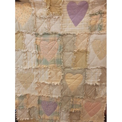 95 - A quantity of late 20th Century hand sewn patchwork quilted and patchwork effect items to include pr... 