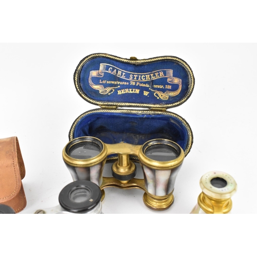 176 - A collection of five opera glasses, to include a Lemaire Paris gilt and mother of pearl example, and... 