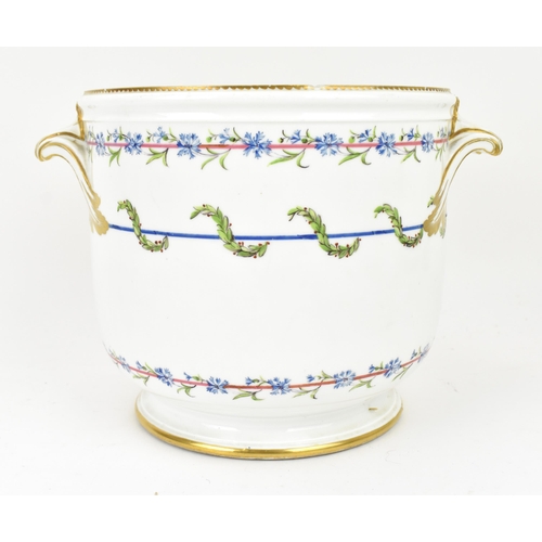 178 - A late 18th century French Sevres porcelain cachepot, decorated by Edme François Bouillat père (Fren... 