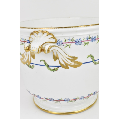 178 - A late 18th century French Sevres porcelain cachepot, decorated by Edme François Bouillat père (Fren... 