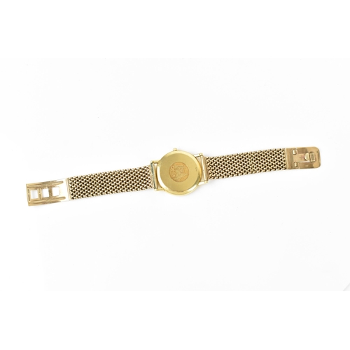 23 - An Omega De Ville, quartz, gents, 18ct gold wristwatch, circa 1970s, having a white dial, centre sec... 