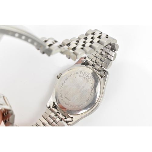 41 - A Tissot PR 50 quartz, gents, stainless steel wristwatch, having a white dial, centre seconds, date ... 