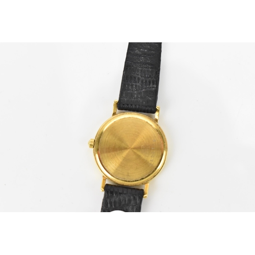 45 - A Longines, quartz, ladies, 18ct gold wristwatch, having a white dial with centre seconds and Roman ... 